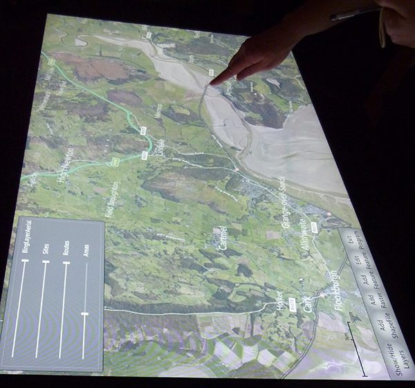 Data was collected on how recreational users used Morecambe bay using a touch table
