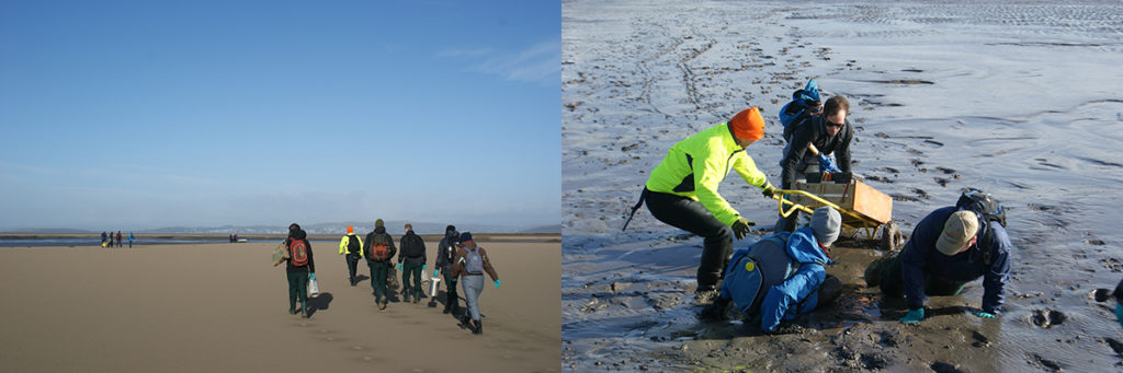 Students head out over Warton Sands and encounter quicksand